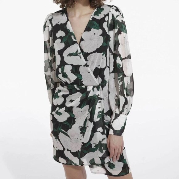 NWT The Kooples Floral Wrap Style Mini Dress French Size 3/ US Size 8 - Picture 1 of 8